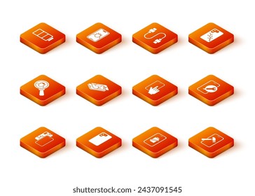 Set Mobile with broken screen, Smartphone, System bug, battery charge, Phone repair service,  and  icon. Vector