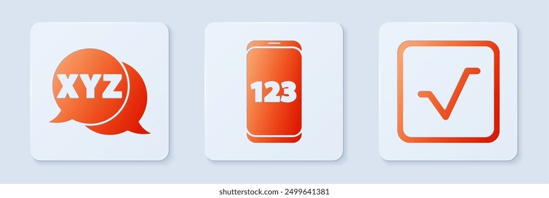 Set Mobile calculator interface, XYZ Coordinate system and Square root. White square button. Vector