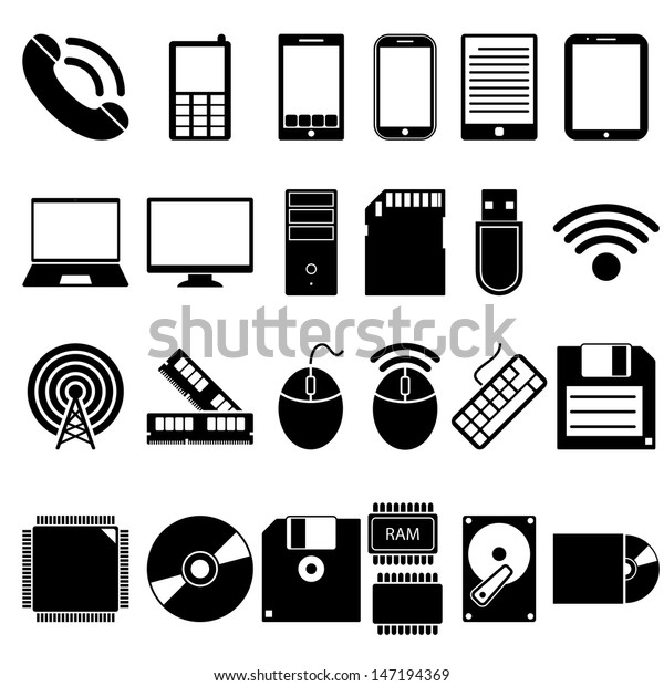 Set of Mobile and\
Computer Devices Icons