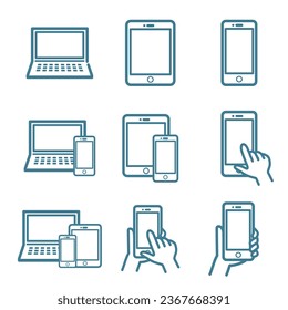 Set of mobile and computer icons.