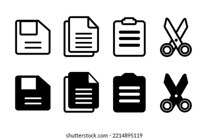 Set Of Mobile Computer Shortcut Icons In White And Black Color. On A White Background 