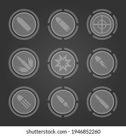 Set of Mobile FPS game button set vector illustration