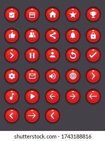 Set of Mobile Game Buttons with Icons - Graphical User Interface Kit