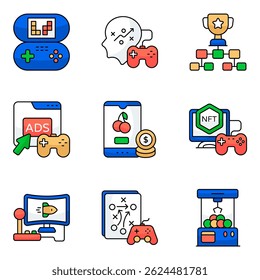 Set of Mobile Games Flat Icons