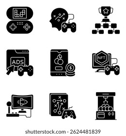 Set of Mobile Games Solid Icons