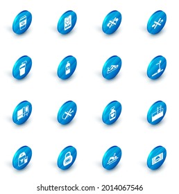 Set Mobile mit Herzfrequenz, Keine Junk Food, Rauchen, Fitness-Shaker, Bett, Wasserflasche, Treadmill Maschine und Sport-Turnschuhe Symbol. Vektorgrafik
