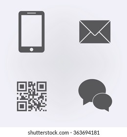 Set of mobile , message , qr code and message bubble icon . Vector illustration