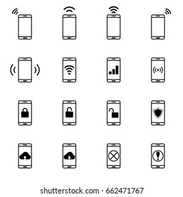Set of Mobile Network Line Icon Vector Illustration