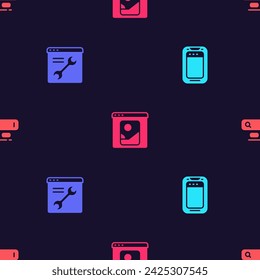 Réglez le téléphone portable, le paramètre du navigateur, la retouche de photos et le moteur de recherche sur un motif harmonieux. Image vectorielle