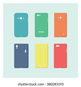 Set of mobile phone cover. Different colors and shapes.