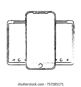 set of mobile phone gadget with blank screen