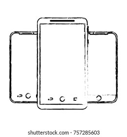 set of mobile phone gadget with blank screen