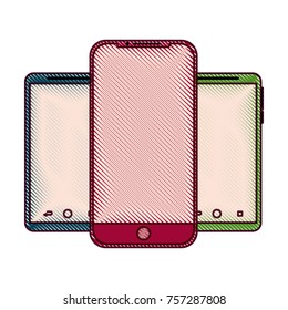 set of mobile phone gadget with blank screen