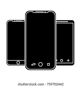 set of mobile phone gadget with blank screen