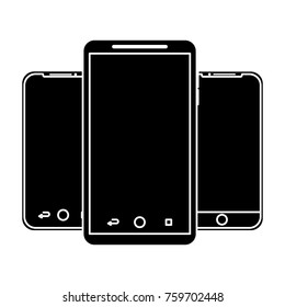 set of mobile phone gadget with blank screen