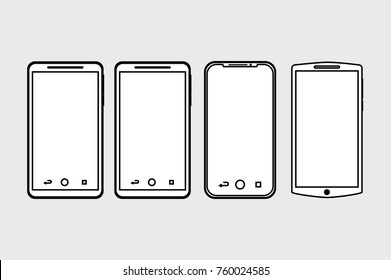 set of mobile phone gadget with blank screen