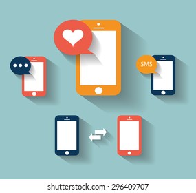 Set of mobile phone icon with bubbles. Vector eps 10