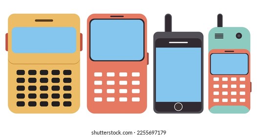 conjunto de iconos de teléfono móvil, Icono de teléfono móvil conjunto de ilustración plana vectorial.