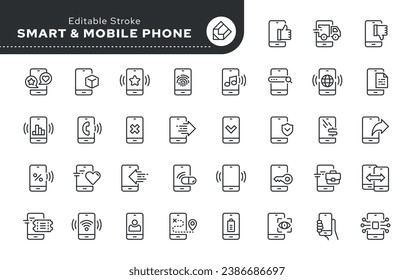 Set von Handy-Line-Konzept Web-Symbole in Umriss linearen Stil. Icon - Smart Technology und Gadget. Vektorpackung.