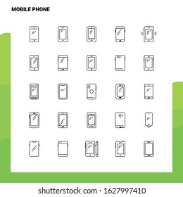 Set of Mobile Phone Line Icon set 25 Icons. Vector Minimalism Style Design Black Icons Set. Linear pictogram pack.
