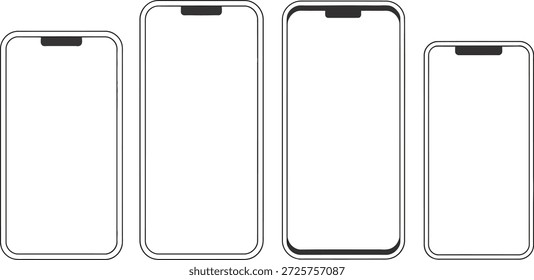 A set of mobile phone screen templates for design and development purposes.