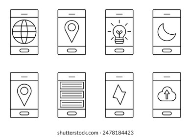 set mobile phone screen vector icon collection