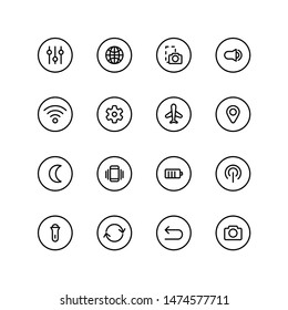 Set of mobile phone system line icon design, smart phone system vector illustration.