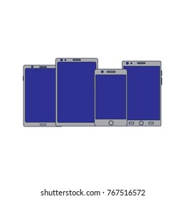 set of mobile phone tablet gadget with blank screen