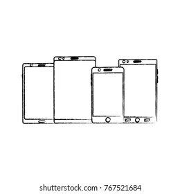 set of mobile phone tablet gadget with blank screen