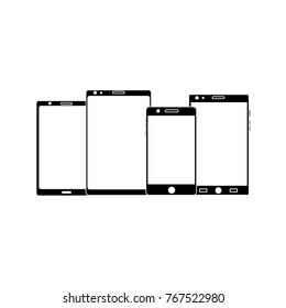 set of mobile phone tablet gadget with blank screen