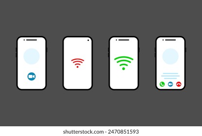Establecer | Icono de Ilustración vectorial de teléfono móvil