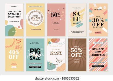 Set of mobile sale banners. Vector illustrations for website and mobile banners, print material, newsletter designs, coupons, marketing.