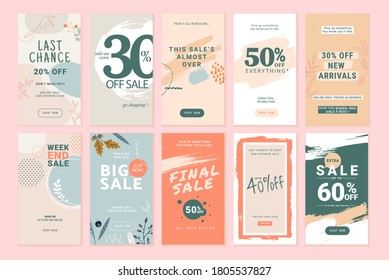 Set of mobile sale banners. Vector illustrations for website and mobile banners, print material, newsletter designs, coupons, marketing.