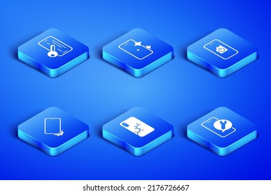Set Mobile service, Glass screen protector, with broken, Shockproof phone,  and smart home icon. Vector