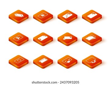Set Mobile with shield, Glass screen protector, exclamation mark, Waterproof phone, Shockproof, Phone repair service and  icon. Vector