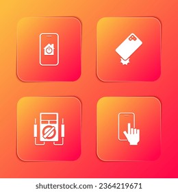 Set Mobile with smart home, Shockproof phone, Multimeter and Phone repair service icon. Vector