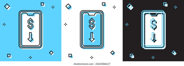 Set Mobile stock trading concept icon isolated on blue and white, black background. Online trading, stock market analysis, business and investment.  Vector