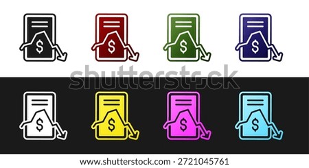 Set Mobile stock trading concept icon isolated on black and white background. Online trading, stock market analysis, business and investment.  Vector
