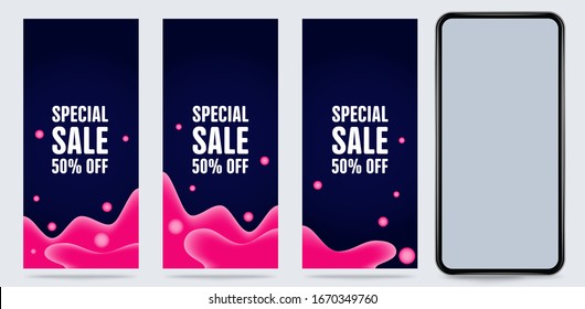 Set of mobile stories sale banner background, abstract template photo,  sale can use for, website, mobile app, poster, flyer, coupon, gift card, smartphone template, web design