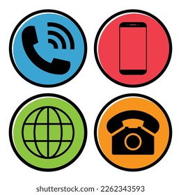 Set of mobile telephone smartphone and www icon, chat web internet communication vector illustration .