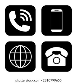 Set of mobile telephone smartphone and www icon, chat web internet communication vector illustration .