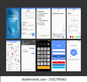 Set of Mobile UI kit mockups