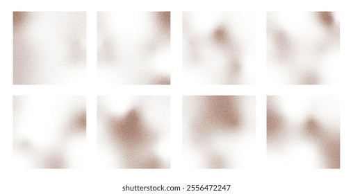 Set of mocha mousse minimalistic retro shapes. Backgrounds with pixel monochrome gradient. Square bitmap elements.