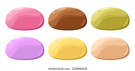 A set of mochi on a white background. Japanese cuisine.
