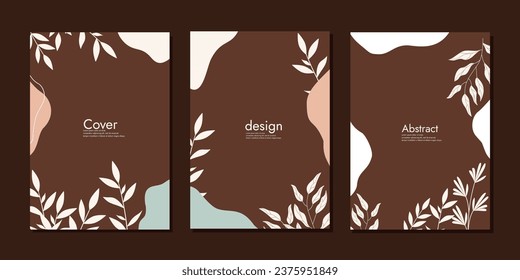 set of mock up book cover designs with hand drawn floral decorations. beautiful botanical background .size A4 For notebook,book, planner, brochure,  catalog
