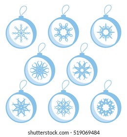 Set of Mock up or template for Christmas tree toys on isolated background. EPS10