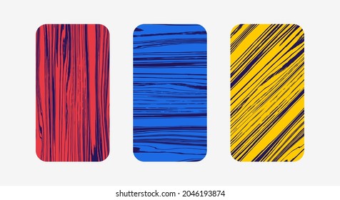 Configura las portadas para el smartphone. Caso o etiqueta de plantilla para dispositivo tecnológico, marca, publicidad, identidad empresarial y comercial. Textura de madera de color. Teléfono móvil de ilustración vectorial.