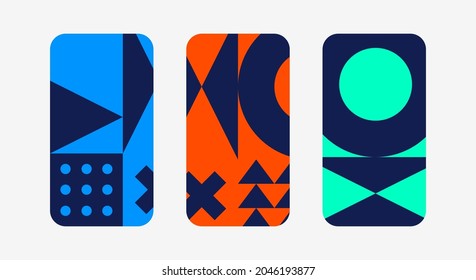 Set mockup covers for smartphone. Template case or sticker for technology device, branding, advertising, business and corporate identity. Vector illustration mobile phone.