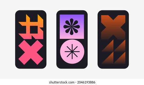 Set mockup covers for smartphone. Template case or sticker for technology device, branding, advertising, business and corporate identity. Vector illustration mobile phone.