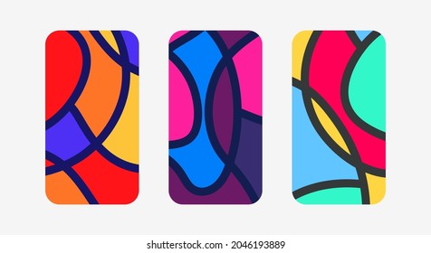 Set mockup covers for smartphone. Template case or sticker for technology device, branding, advertising, business and corporate identity. Abstract line. Vector illustration mobile phone.